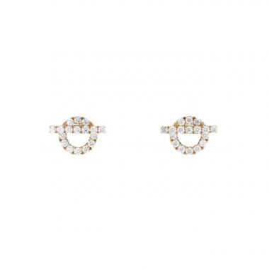 Paire de boucles d'oreilles Hermès Finesse en or rose et diamants