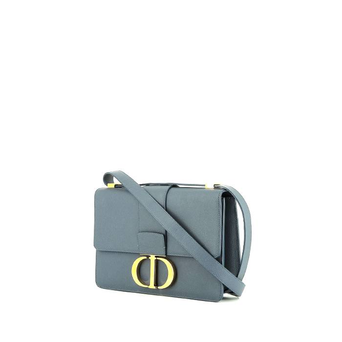 30 Montaigne Shoulder Bag In Blue Grained Leather