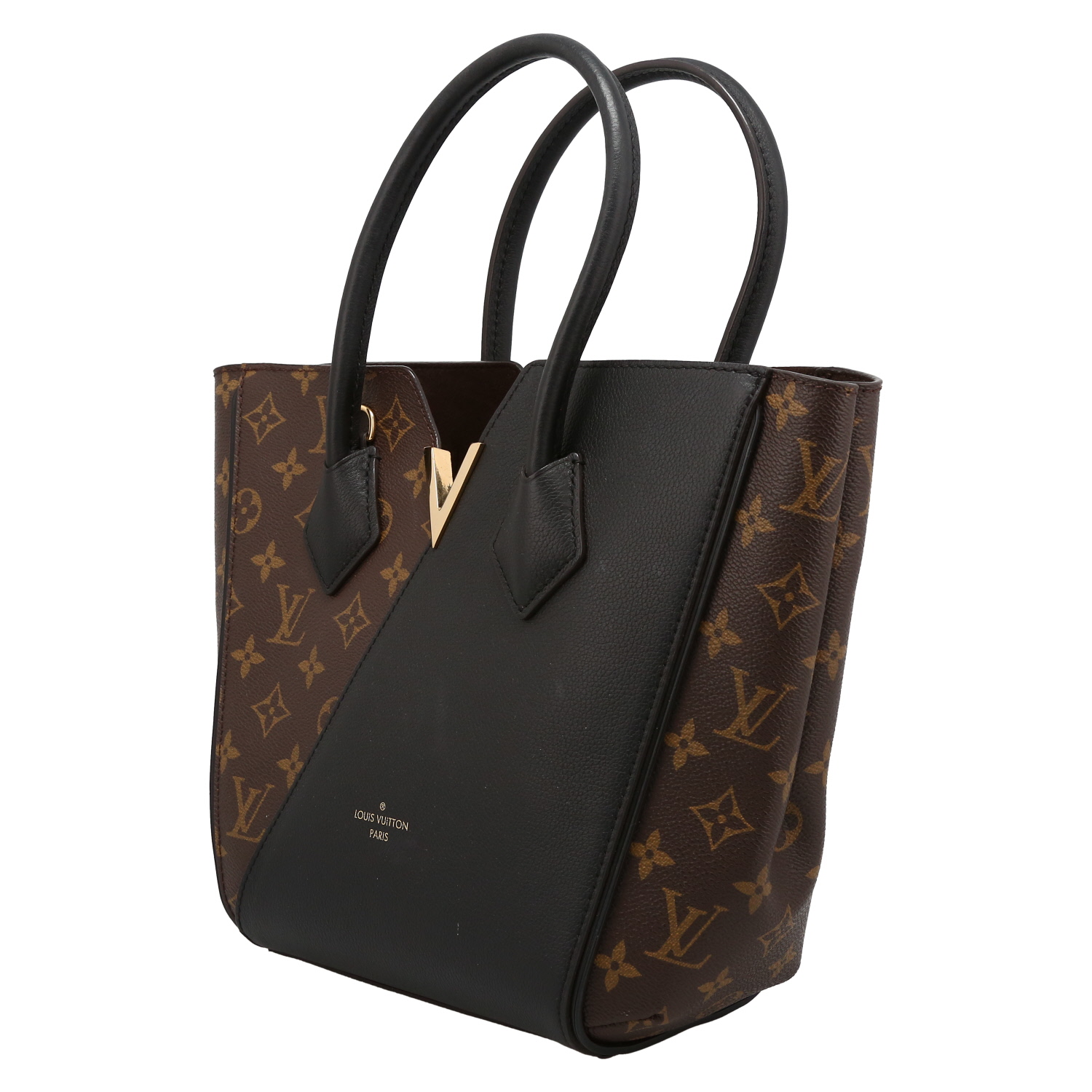 Louis Vuitton  Kimono handbag  in brown monogram canvas  and black leather - Detail D3