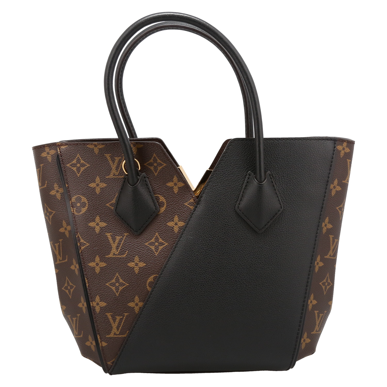Louis Vuitton  Kimono handbag  in brown monogram canvas  and black leather - Detail D7
