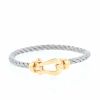 Fred Force 10 large model bracelet in pink gold and stainless steel - 360 thumbnail