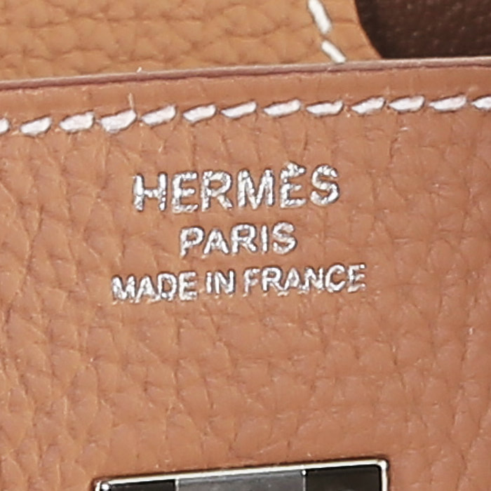 Sac à main Hermès  Birkin 25 cm en cuir togo gold - Detail D3