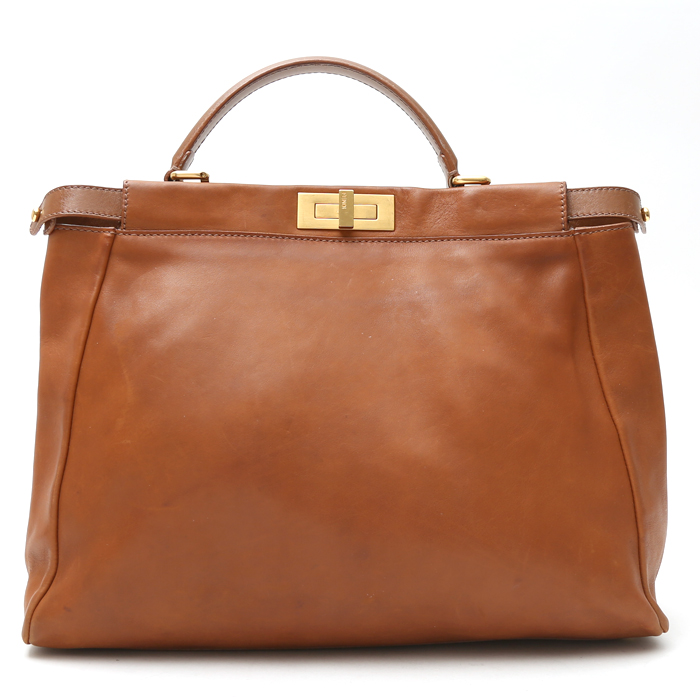 Bolso de mano Fendi  Peekaboo en cuero marrón - Detail D7