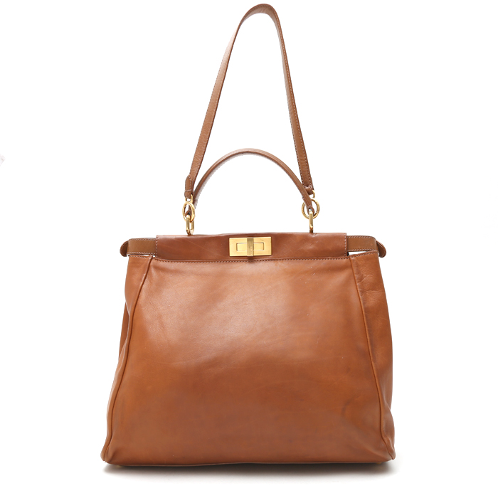 Bolso de mano Fendi  Peekaboo en cuero marrón - Detail D8