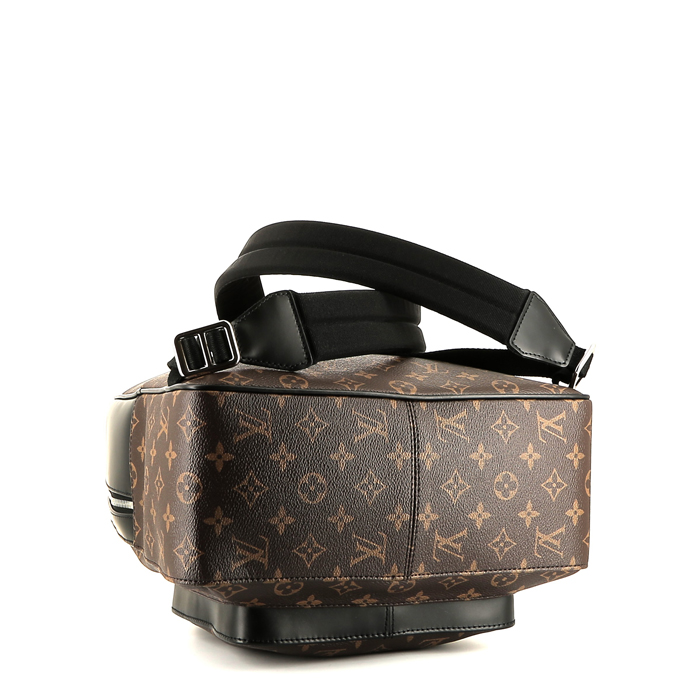 Louis Vuitton  Josh backpack  in brown monogram canvas  and black leather - Detail D4