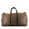 Louis Vuitton  Keepall 50 travel bag  in ebene damier canvas  and brown leather - 360 thumbnail