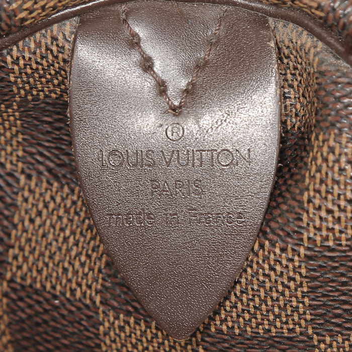 Bolsa de viaje Louis Vuitton  Keepall 50 en lona a cuadros ébano y cuero marrón - Detail D3