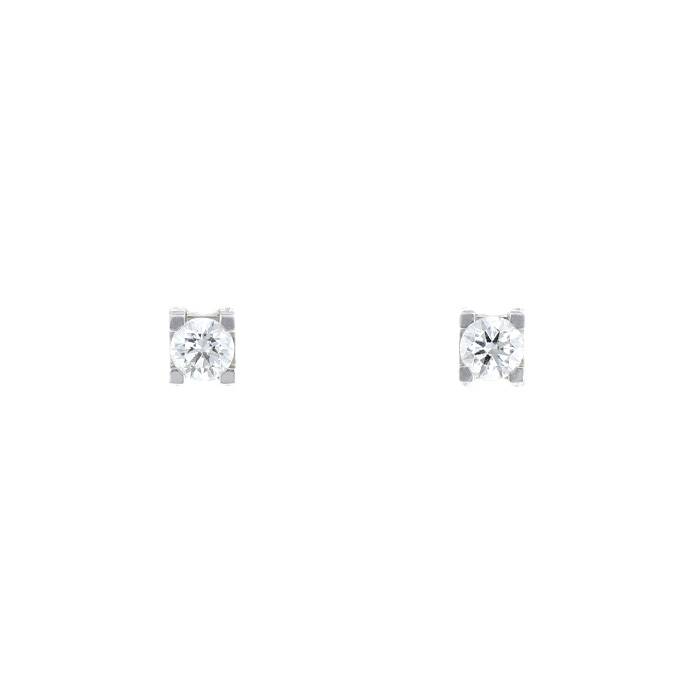 Paire de puces d'oreilles Cartier C de Cartier en or blanc et diamants (2 x 0,50 carat) - 00pp