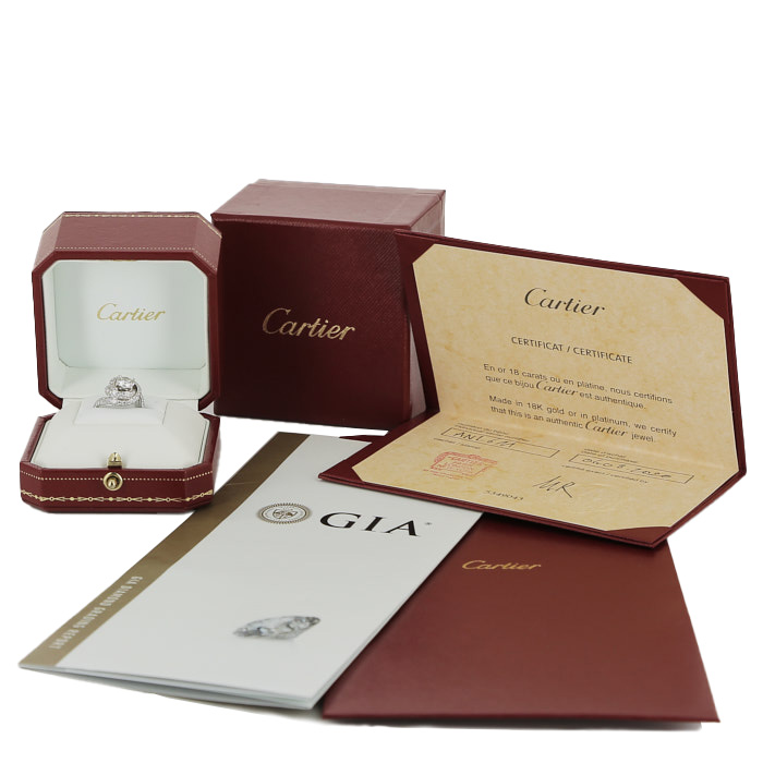 Bague solitaire Cartier Trinity Ruban en platine et diamants - Detail D2