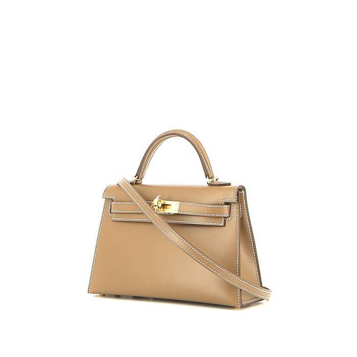 Hermès  Kelly 20 cm handbag  in etoupe Tadelakt leather - 00pp