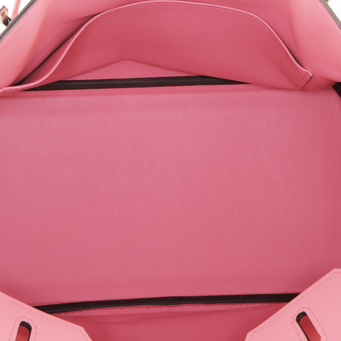 Bolso de mano Hermès Birkin 25 cm en cuero swift Rose Confetti - Detail D2