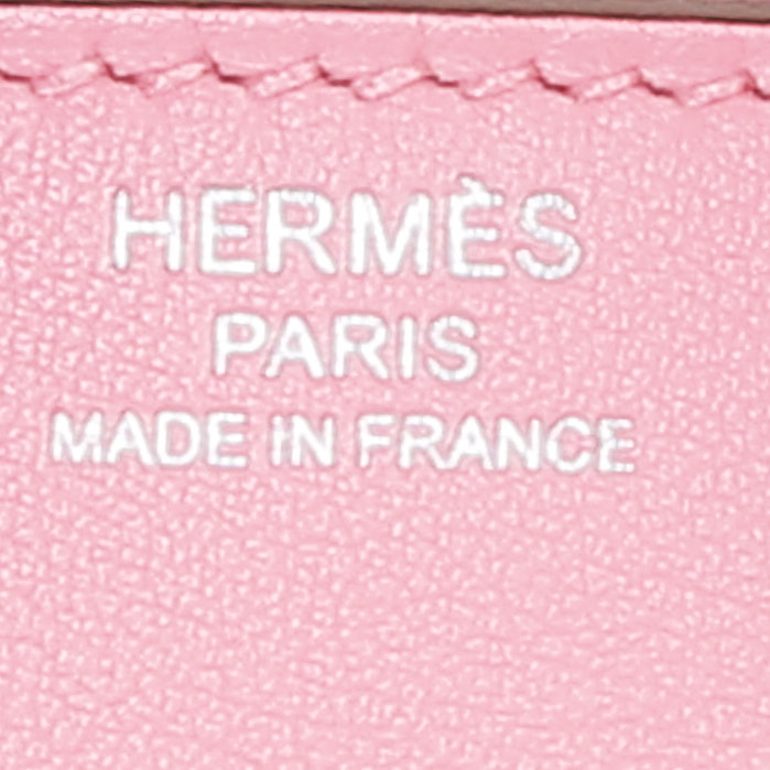 Bolso de mano Hermès Birkin 25 cm en cuero swift Rose Confetti - Detail D3