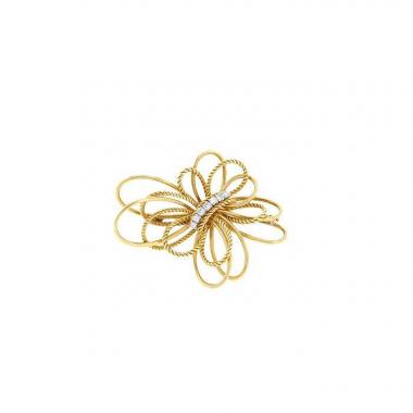 Broche Vintage  en or jaune et diamants