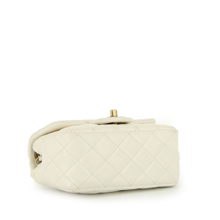 Chanel  Mini Timeless shoulder bag  in white quilted leather - Detail D4