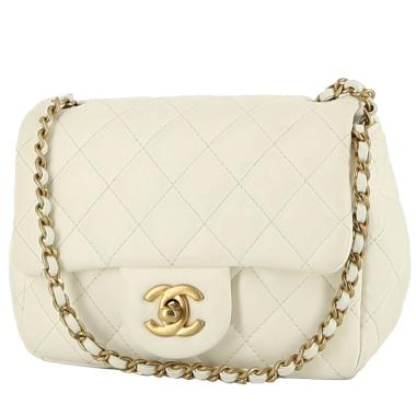 Chanel  Mini Timeless shoulder bag  in white quilted leather