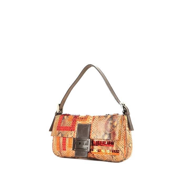 Fendi  Baguette handbag  in orange python  and paillette - 00pp