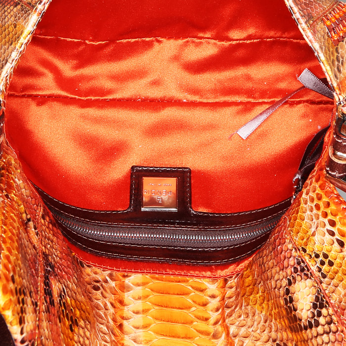 Borsa Fendi  Baguette in pitone arancione e paillettes - Detail D2