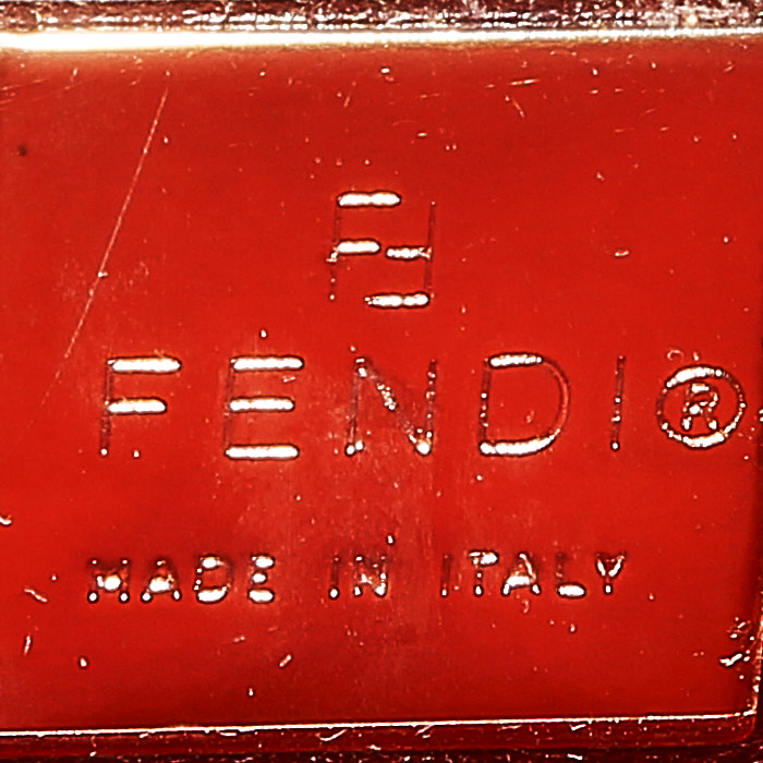 Bolso de mano Fendi  Baguette en piel de pitón naranja y lentejuelas - Detail D3