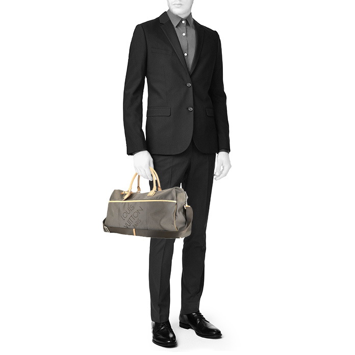 Sac de voyage Louis Vuitton  Geant Albatros en toile siglée marron et cuir naturel - Detail D1