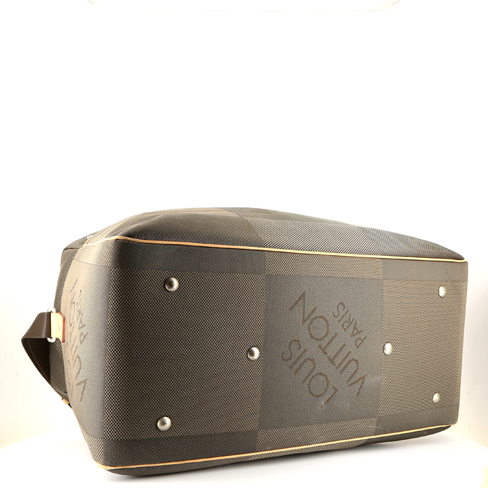 Louis Vuitton  Geant Albatros travel bag  in brown logo canvas  and natural leather - Detail D5