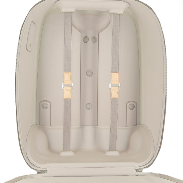 Valigia flessibile Louis Vuitton  Pegase in tela a scacchi marrone e pelle naturale - Detail D2