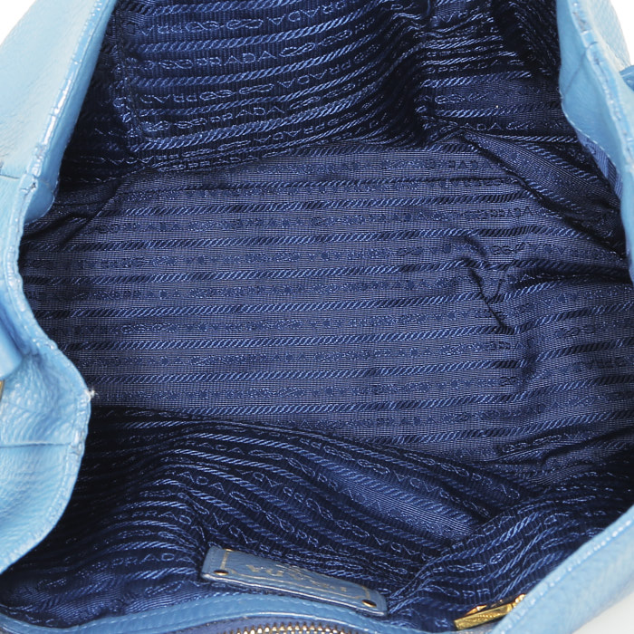 Borsa Prada   in pelle martellata blu - Detail D2