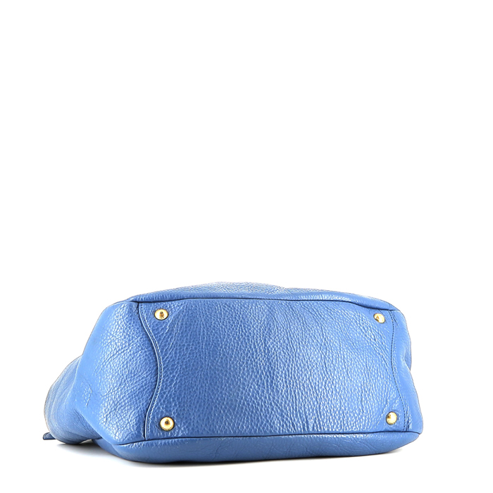 Prada   handbag  in blue grained leather - Detail D4
