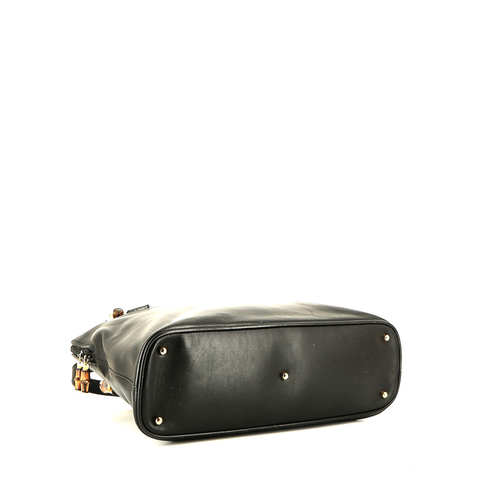 Gucci  Bamboo handbag  in black leather - Detail D5