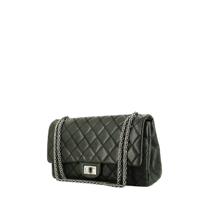 Chanel 2.55 handbag  in black quilted leather - 00pp
