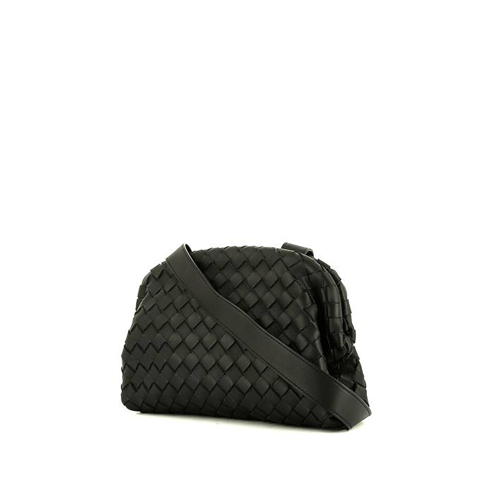 Black Intrecciato-leather cross-body bag, Bottega Veneta