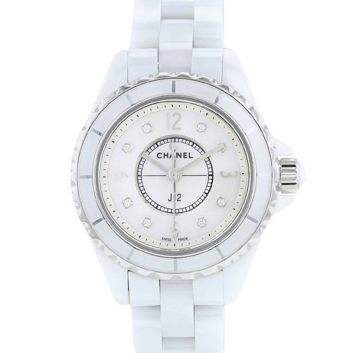 chanel white ceramic diamond watch