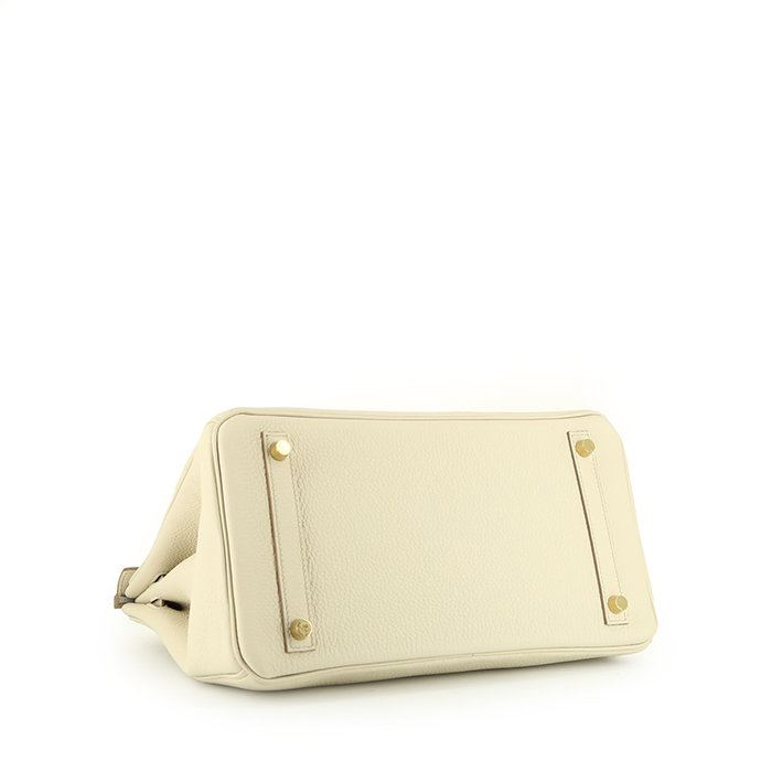 Bolso de mano Hermès  Birkin 30 cm en cuero togo Craie - Detail D5