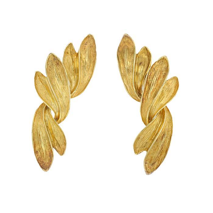Vintage 1980's earrings for non pierced ears in yellow gold - 00pp