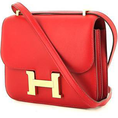 Bolso bandolera Hermès  Constance mini  en cuero swift rojo Piment
