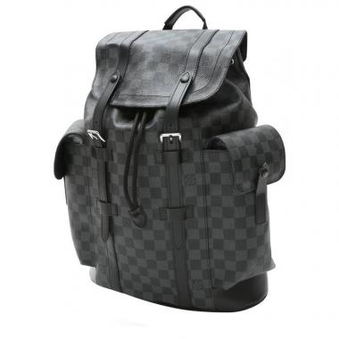 Zaino Louis Vuitton  Christopher in tela a scacchi grigio Graphite e pelle nera