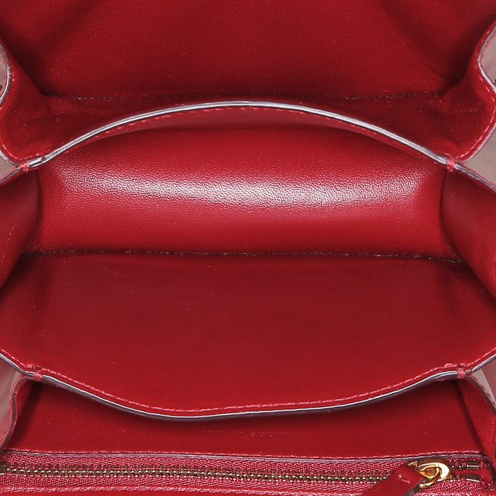 Celine  Classic Box mini  shoulder bag  in red box leather - Detail D2