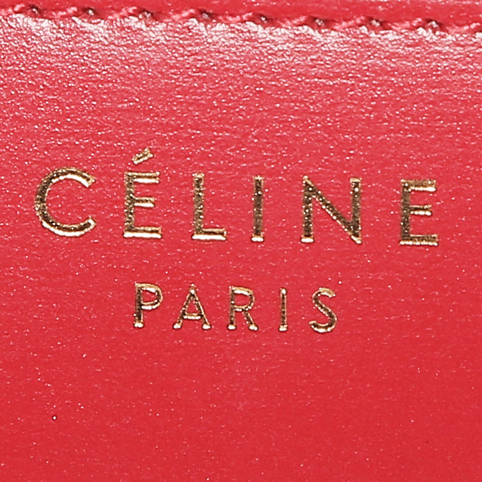 Sac bandoulière Celine  Classic Box mini  en cuir box rouge - Detail D3