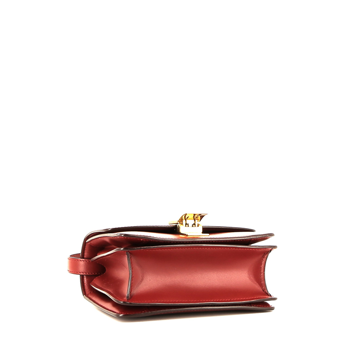 Celine  Classic Box mini  shoulder bag  in red box leather - Detail D4
