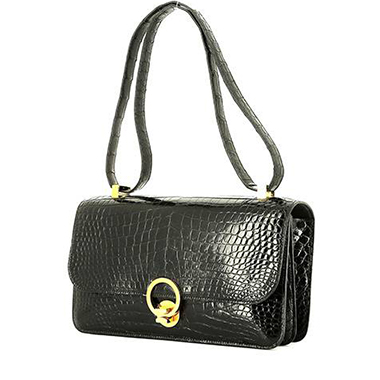 Bolso de mano Hermès  Ring en cocodrilo negro