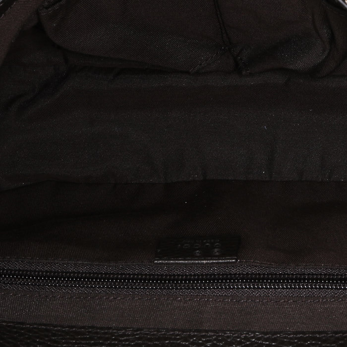 Borsa a tracolla Gucci Vintage in tela siglata beige e pelle marrone - Detail D2