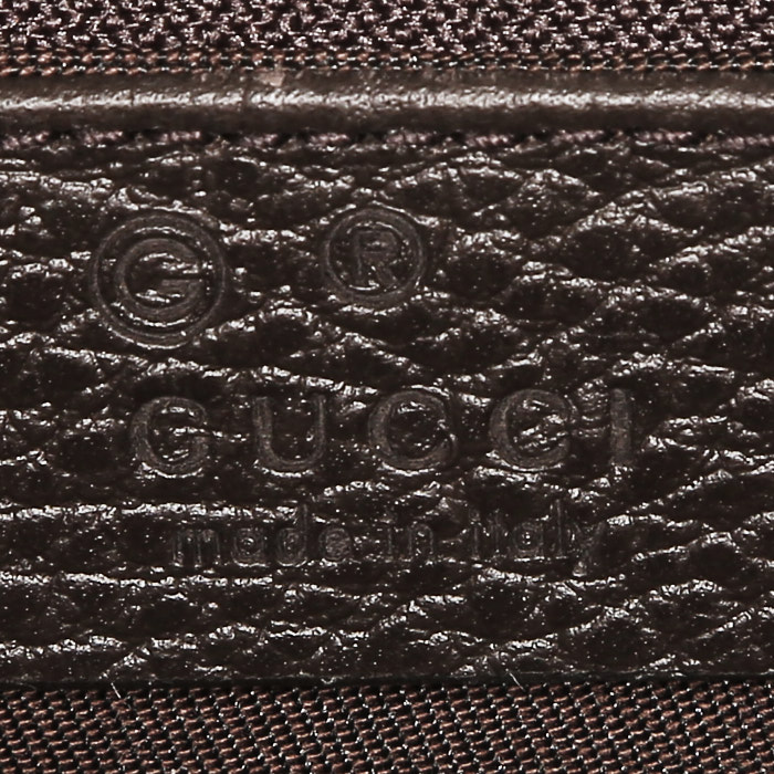 Sac bandoulière Gucci Vintage en toile siglée beige et cuir marron - Detail D3