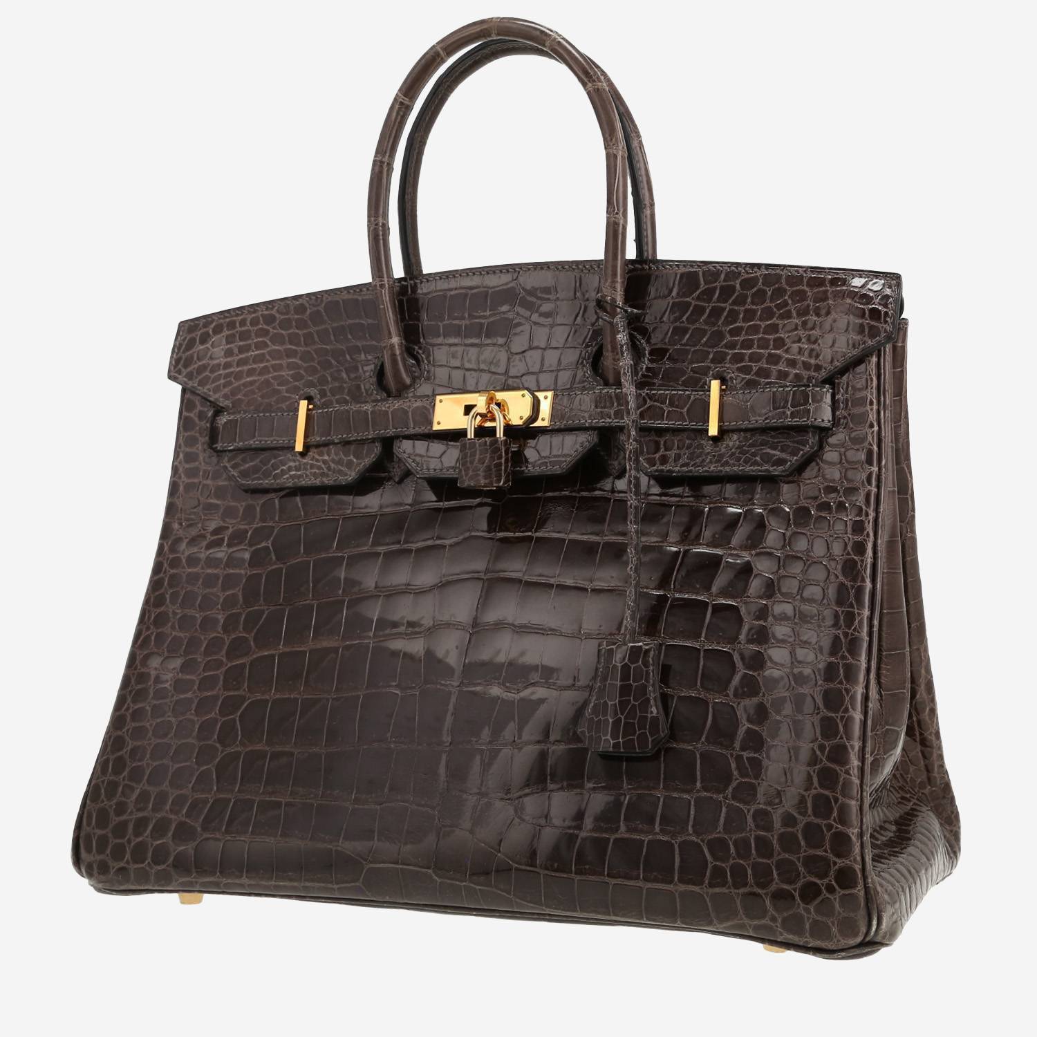 Borsa Hermès  Birkin 35 cm in coccodrillo marino Gris éléphant