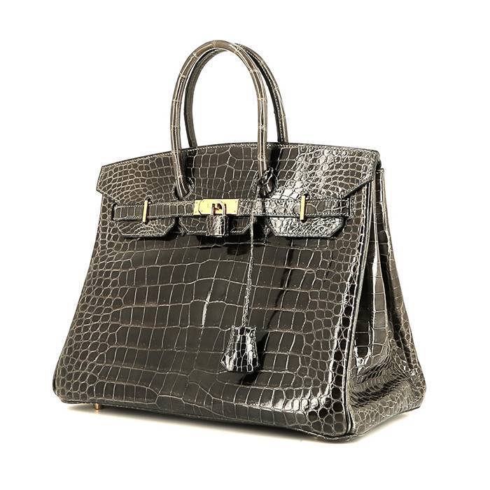 Hermès  Birkin 35 cm handbag  in grey porosus crocodile - 00pp