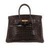 Bolso de mano Hermès  Birkin 35 cm en cocodrilo porosus Gris éléphant - 360 thumbnail