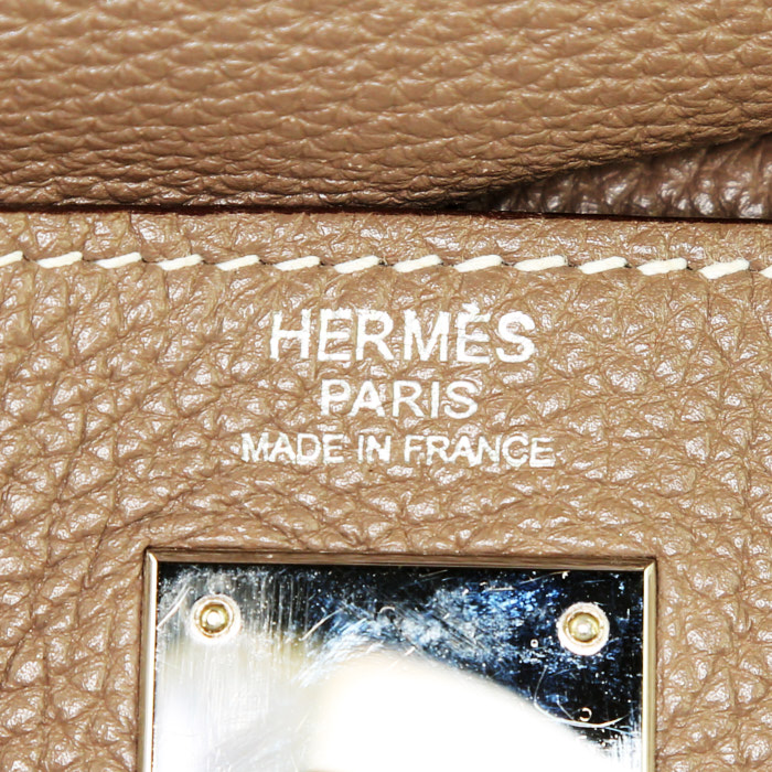 Hermès  Kelly 32 cm handbag  in etoupe togo leather - Detail D4
