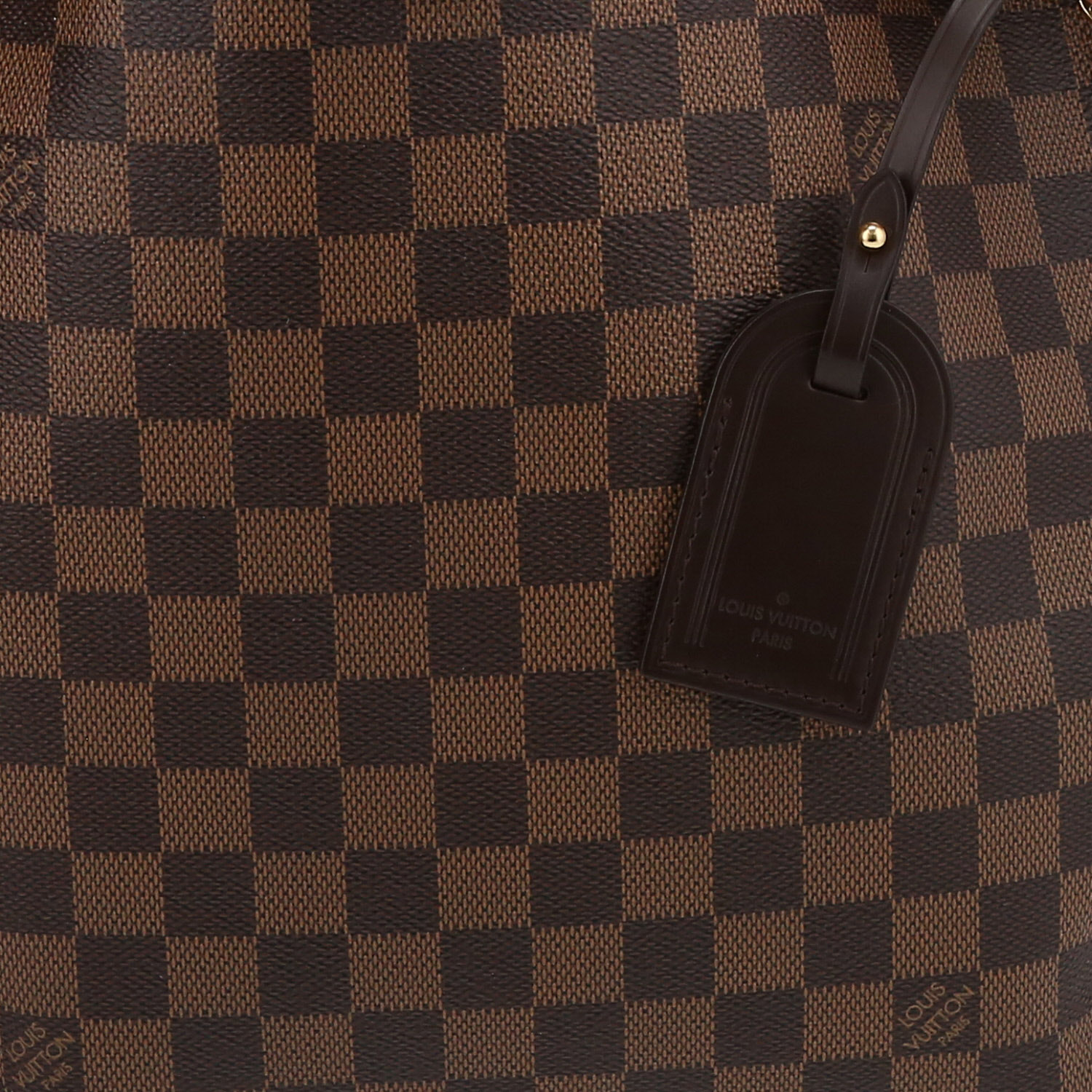 Bolso de mano Louis Vuitton  Graceful en lona a cuadros ébano y cuero marrón - Detail D1