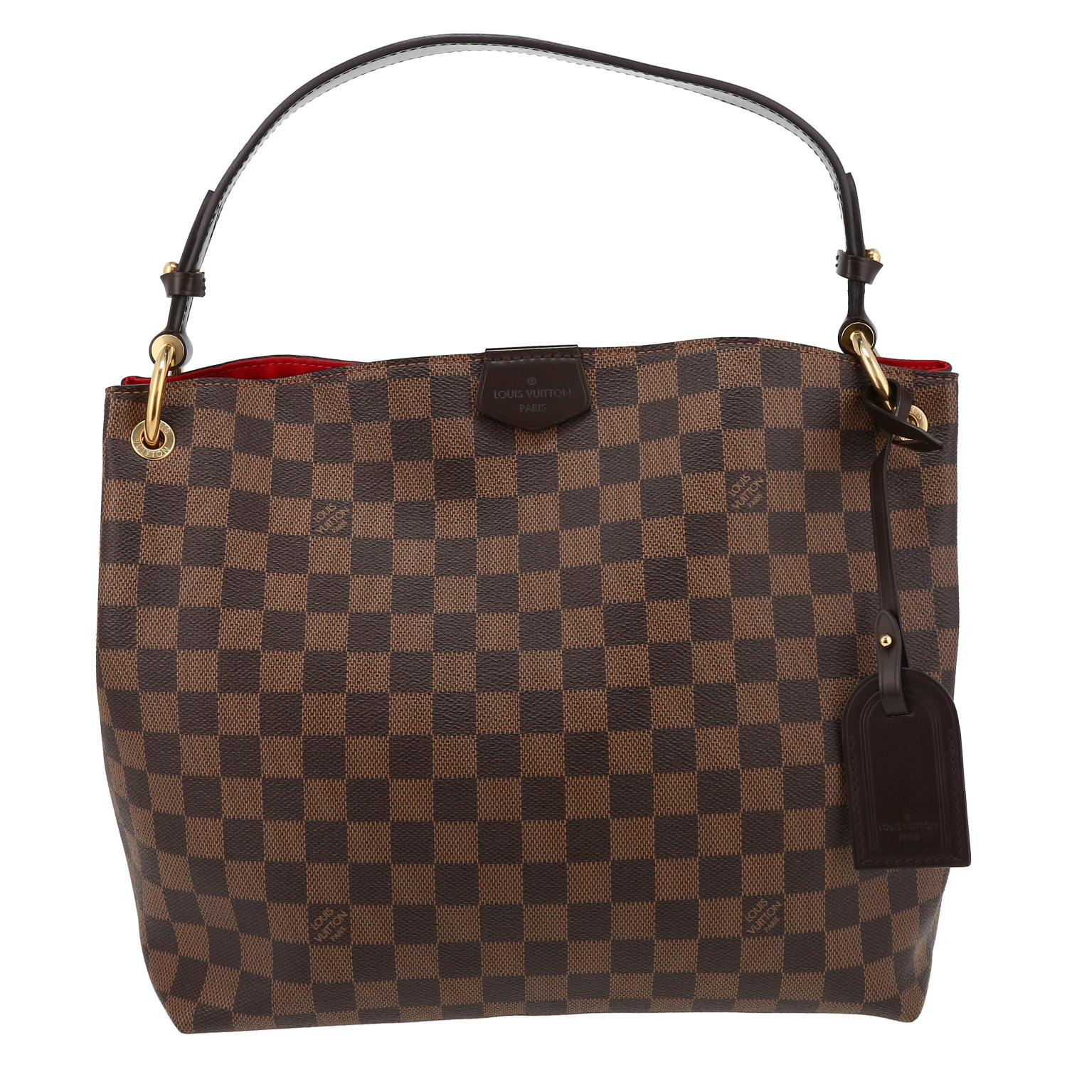 Borsa Louis Vuitton  Graceful in tela a scacchi ebana e pelle marrone - Detail D2