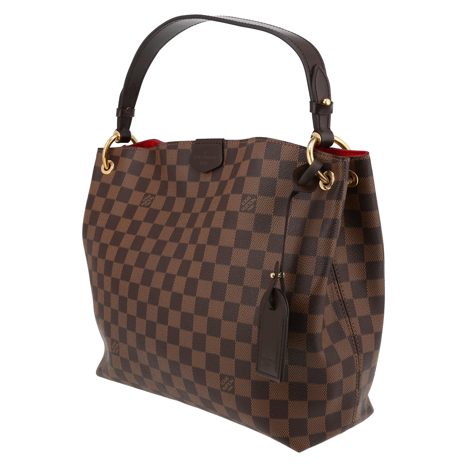 Borsa Louis Vuitton  Graceful in tela a scacchi ebana e pelle marrone - Detail D3