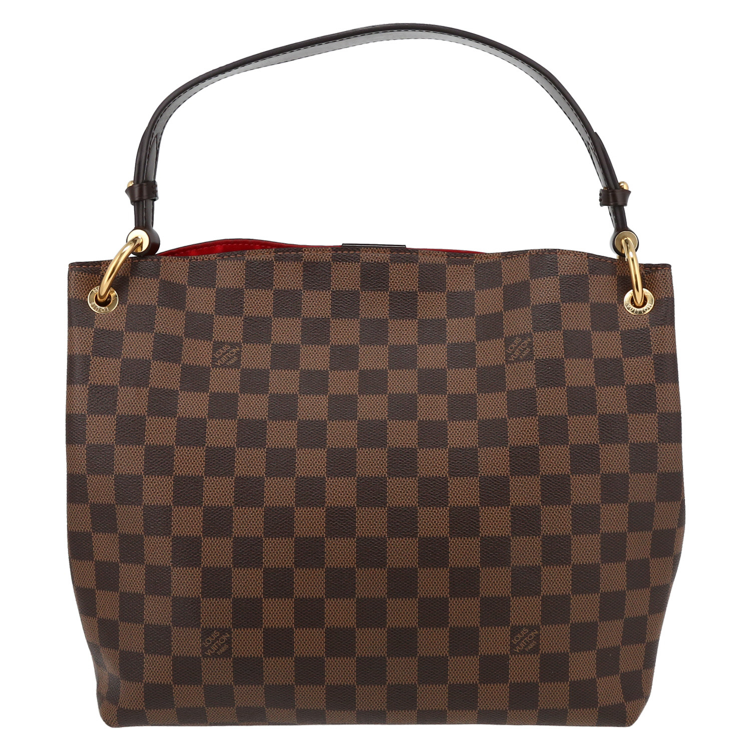Louis Vuitton  Graceful handbag  in ebene damier canvas  and brown leather - Detail D7