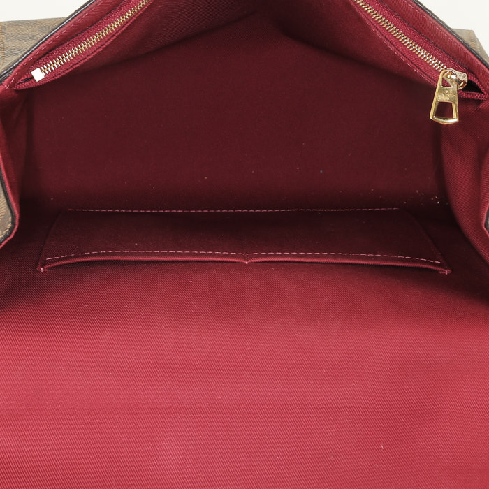 Bolso bandolera Louis Vuitton  Metis en lona a cuadros ébano y cuero rojo - Detail D3